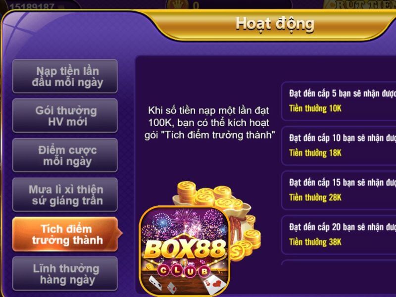 Giới Thiệu Tích Điểm Trưởng Thành Cùng Box88 Club